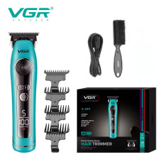 Тример акумуляторний 4 насадки 2000 mAh 5 швидкостей LED дисплей синій 9000 RPM VGR V-299