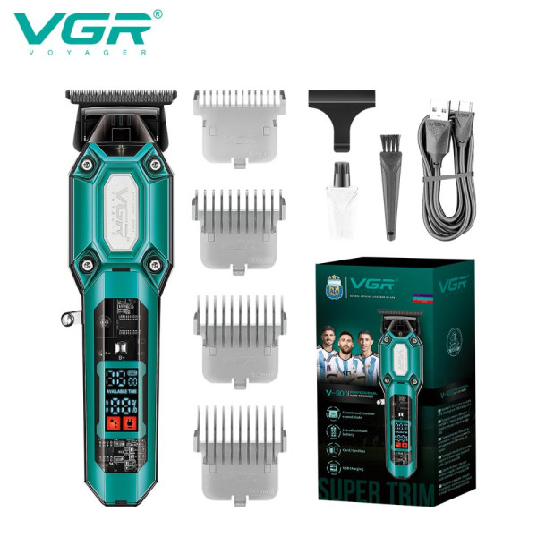 Тример акумуляторний 4 насадки LED дисплей зелений 7000 RPM VGR V-900