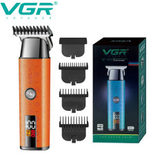 Тример акумуляторний 3 насадки LED дисплей помаранчевий VGR V-943