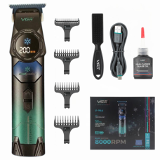 Тример акумуляторний 4 насадки 3000 mAh LED дисплей охолодження ICE TECHNOLOGY 8000 RPM VGR V-946