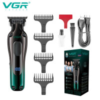 Триммер аккумуляторный 4 насадки LED дисплей зеленый VGR V-998