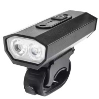 Велоліхтар алюмінієвий індикація заряду водонепроникний акумулятор ЗУ microUSB BK-08/01-Pro-2XPE