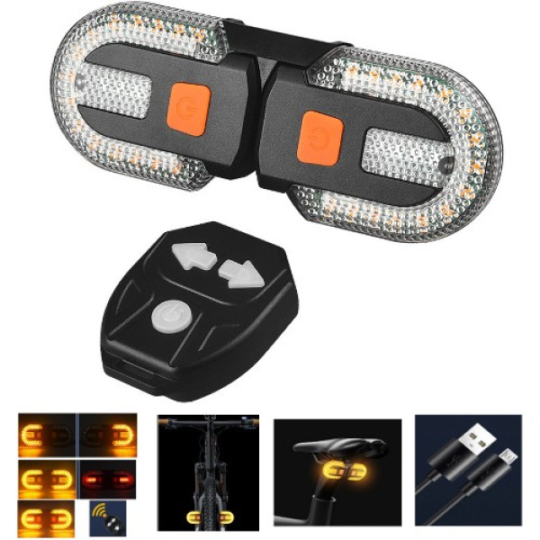 Велоліхтар стоп жовтий Li-Ion акумулятор із покажчиком поворотів ЗУ microUSB Box FY-1825