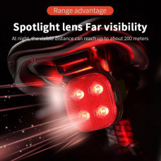 Велоліхтар стоп червоний з автоматичною системою START/STOP водонепроникний Li-Ion акумулятор ЗУ Type-C FY-328S-4LED