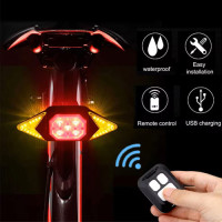 Велоліхтар із покажчиком поворотів червоний жовтий синій водонепроникний ЗУ microUSB Li-Ion акумулятор пульт керування LY-6700